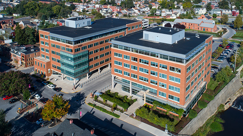 Aerial view of Environmental Services buildings. 